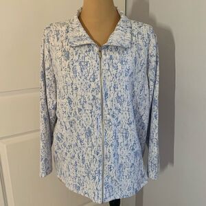 C.D. Daniels Floral Blue and White Collared Jacket